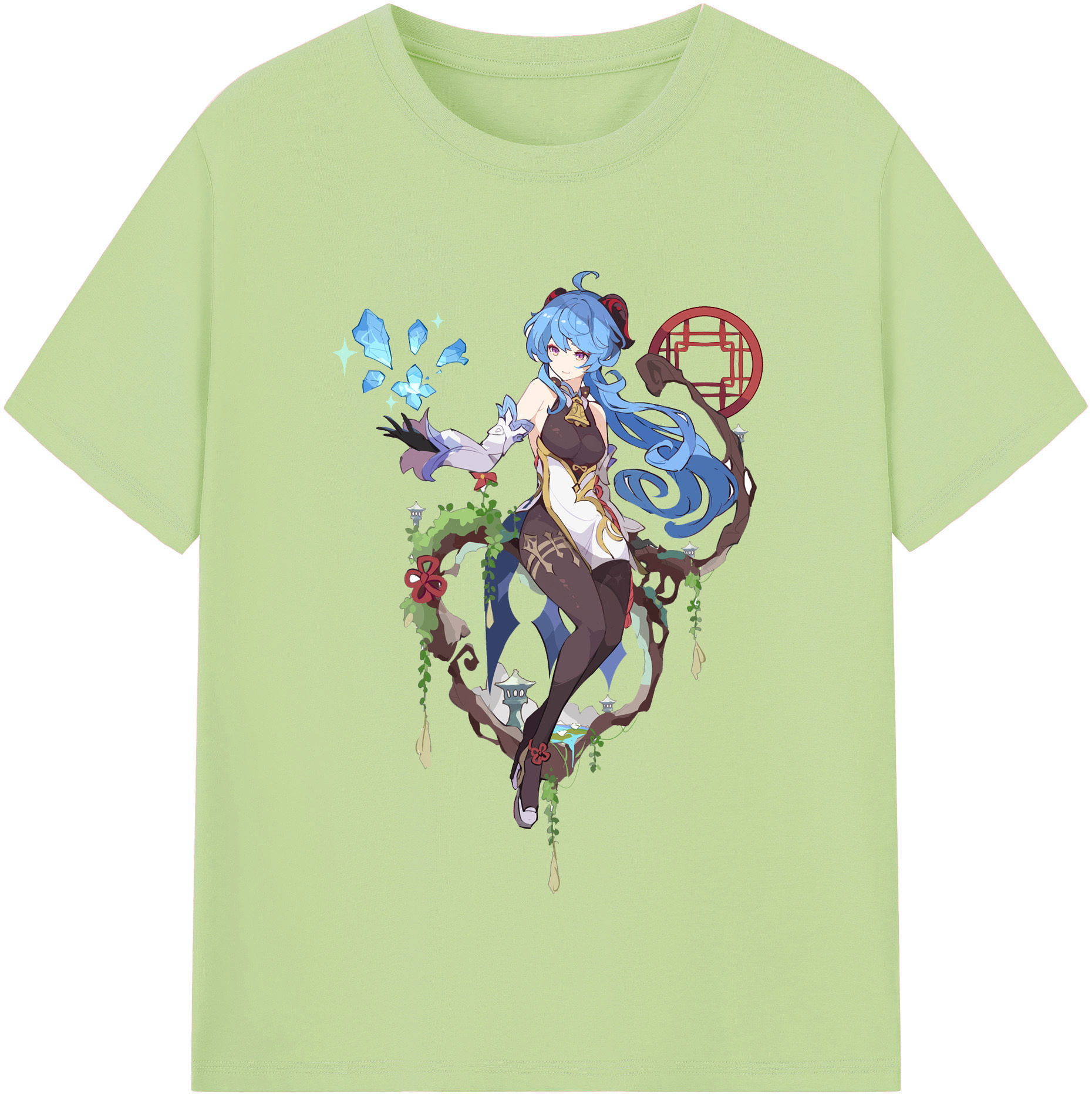 げんし神 甘雨 かんう genshin Ganyu 綿100％半袖Tシャツ（フロントプリント）